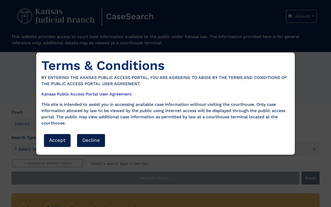 Jefferson County case search on current Kansas CaseSearch