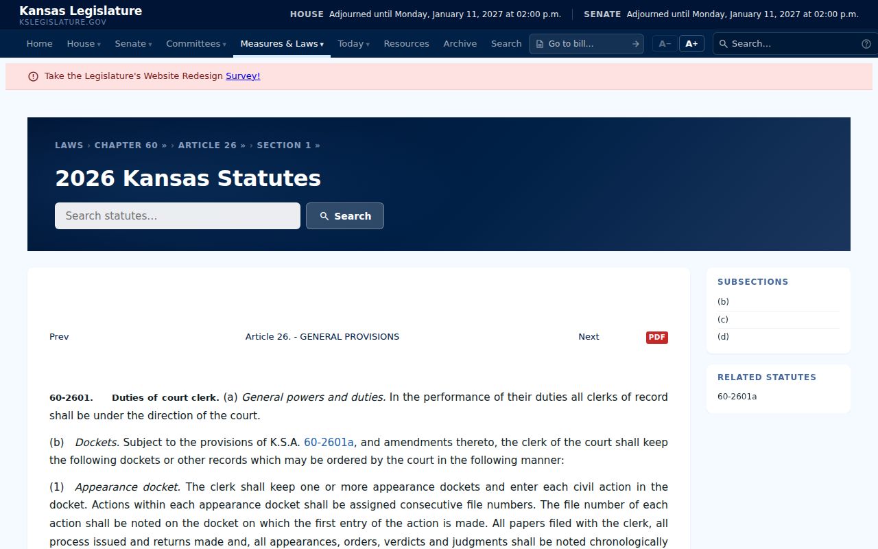 Jefferson County civil docket appearance docket statute