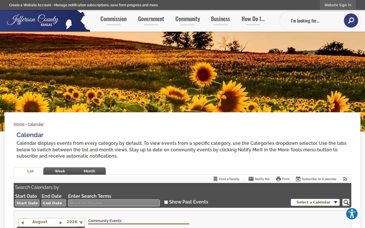Jefferson County court calendar county administrative controls