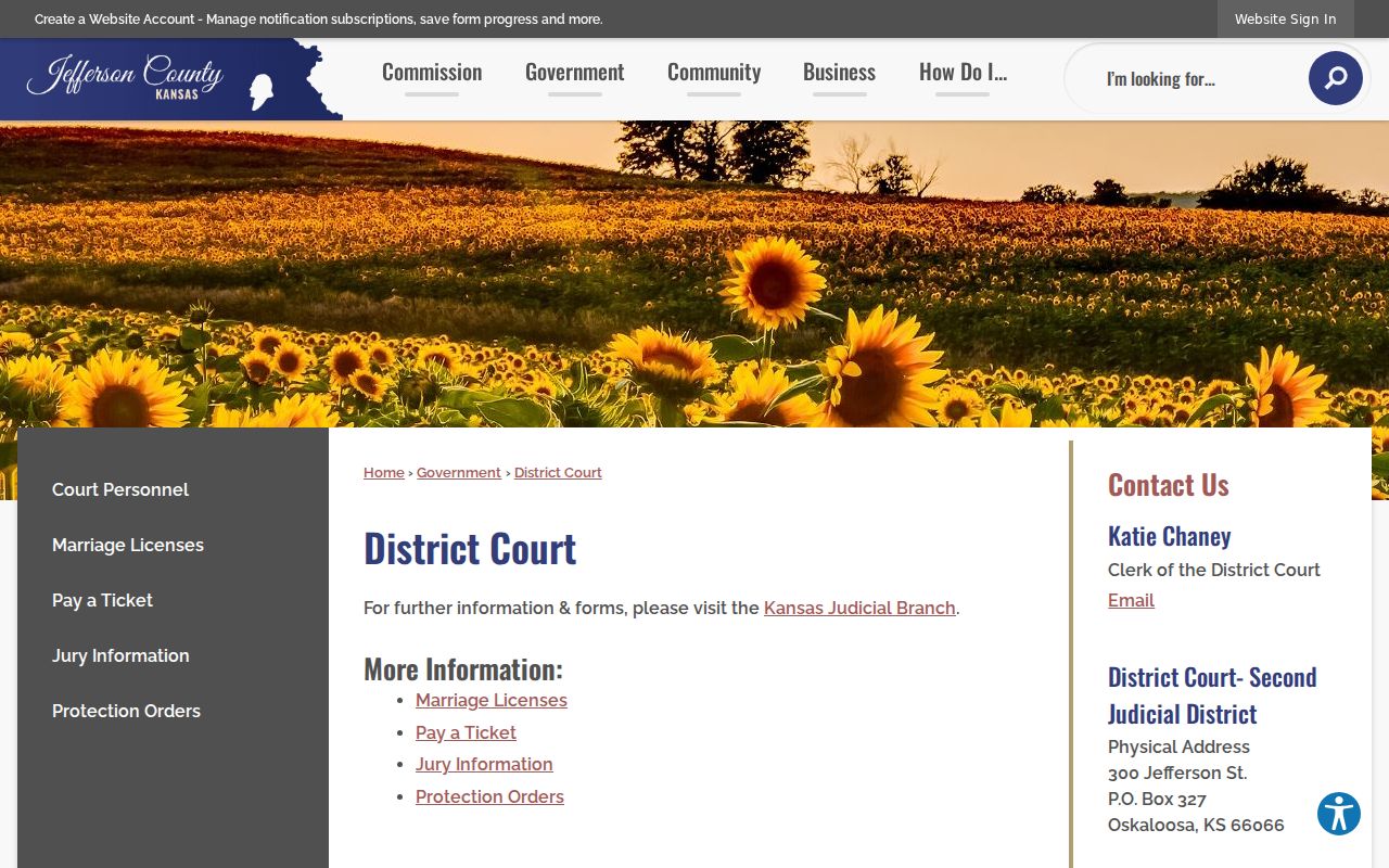 Jefferson County court docket district court contact page
