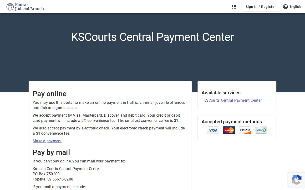 Jefferson County traffic case Kansas Central Payment Center