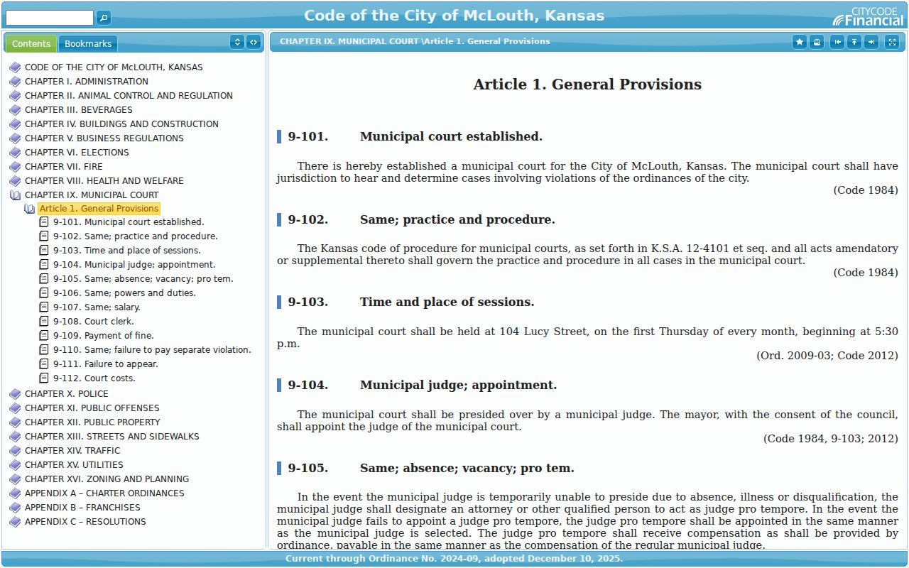McLouth court docket municipal court cost code
